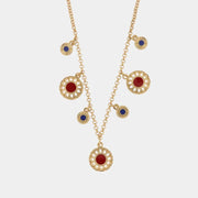 Collana in Metallo in stile antico rosso e blu