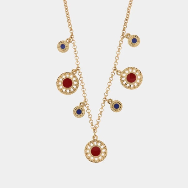 Collana in Metallo in stile antico rosso e blu - BYSIMON gioielli