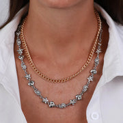 Collana in Metallo doppia catena con stelle e cuori