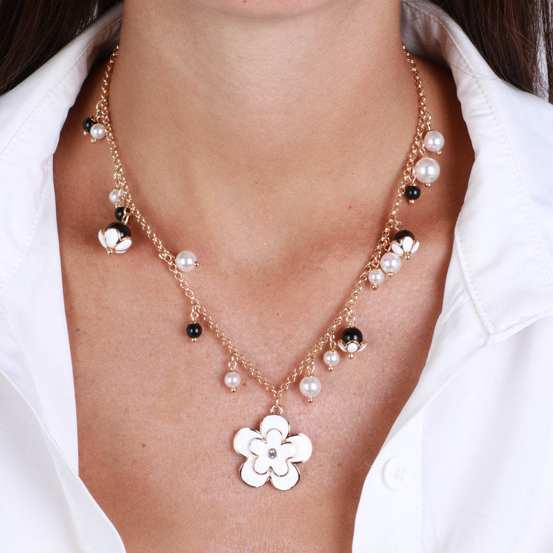 Collana in Metallo con fiore pendente - BYSIMON gioielli