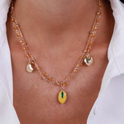 Collana in Metallo con limone e cristalli gialli