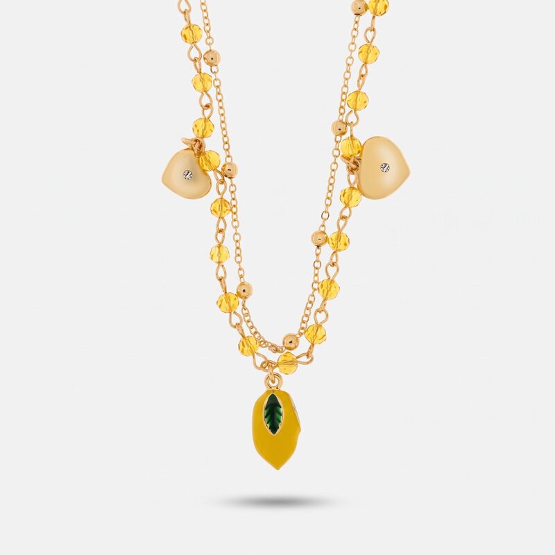Collana in Metallo con limone e cristalli gialli - BYSIMON gioielli
