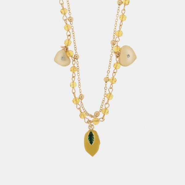 Collana in Metallo con limone e cristalli gialli - BYSIMON gioielli