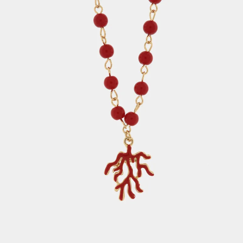 Collana in Metallo con corallo rosso - BYSIMON gioielli