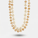 Collana in Metallo doppia catena con cristalli rosa e perle - BYSIMON gioielli