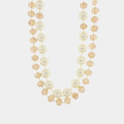 Collana in Metallo doppia catena con cristalli rosa e perle