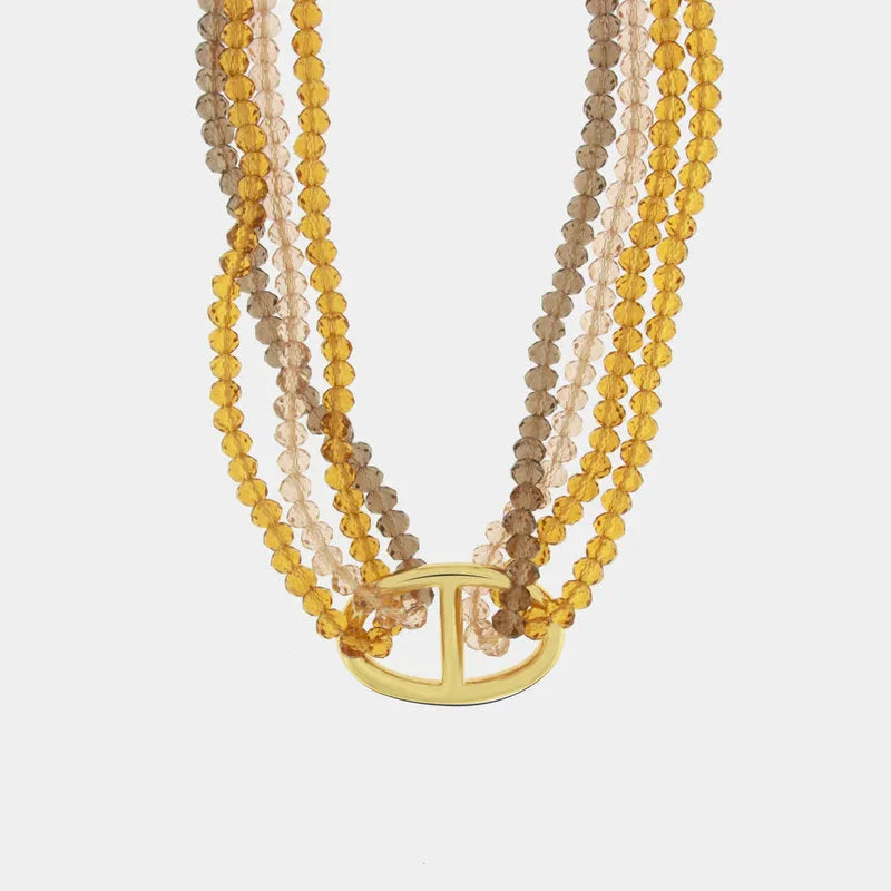 Collana in Metallo multifilo con pietre gialle - BYSIMON gioielli