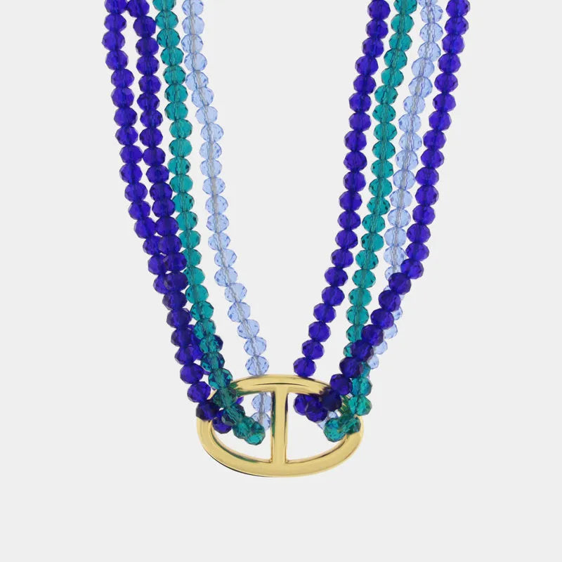 Collana in Metallo multifilo con pietre blu - BYSIMON gioielli