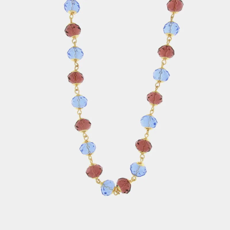 Collana in Metallo con cristalli azzurri e rossi - BYSIMON gioielli