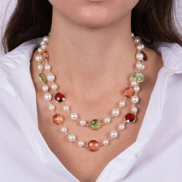 Collana in Metallo con perline e cristalli - BYSIMON gioielli