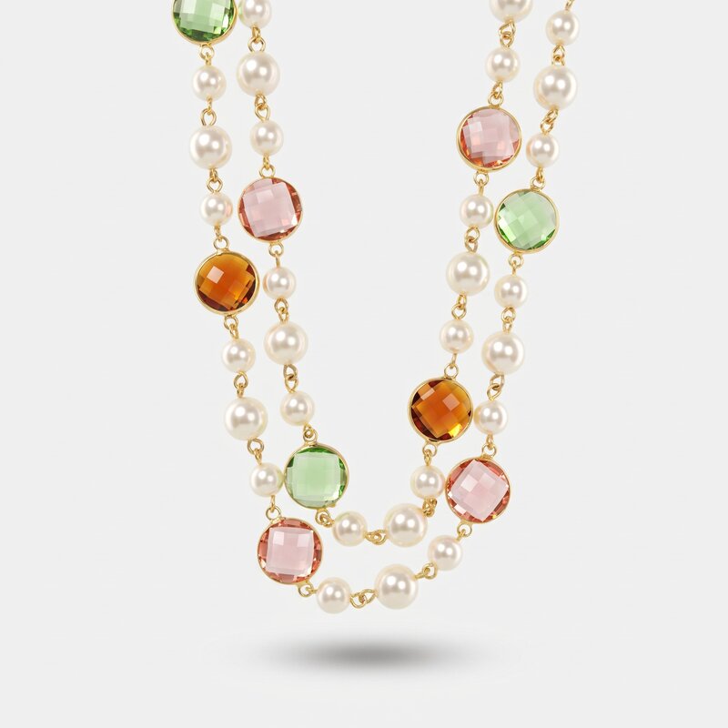 Collana in Metallo con perline e cristalli - BYSIMON gioielli