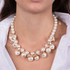 Metal necklace with pearls and crystals