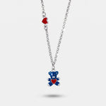 Collana in Metallo con orso blu e cuore rosso - BYSIMON gioielli
