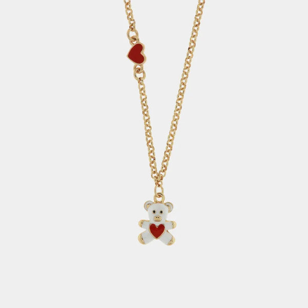 Collana in Metallo con orso bianco e cuore rosso - BYSIMON gioielli