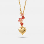 Collana in Metallo con fiori rosa e cuori pendente - BYSIMON gioielli