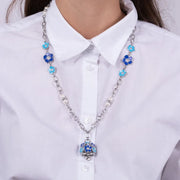 Collana in Metallo campanella con fiori blu