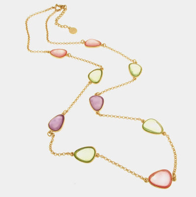 Collana in Metallo con pietre multicolore