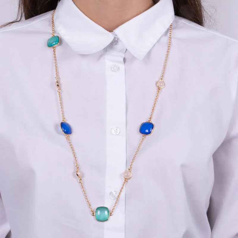 Collana in Metallo con pietre blu