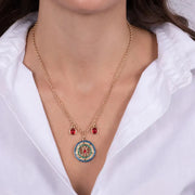 Collana in Metallo con ruota impreziosita da pietre colorati