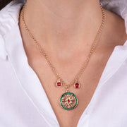 Collana in Metallo con ruota impreziosita da pietre colorati