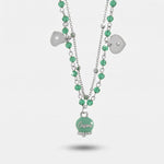 Collana in Metallo multifilo con campanella e pietre verde marino