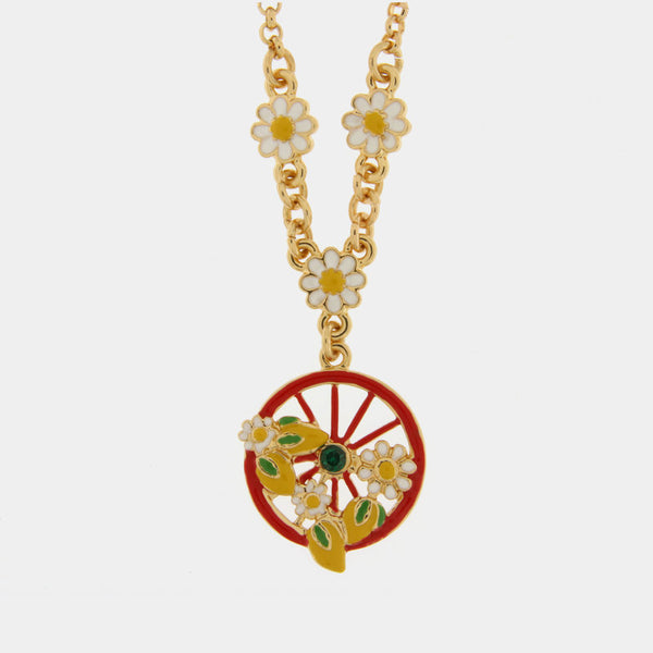 Collana con ruota rossa e limoni siciliani | regalo laurea | BYSIMON