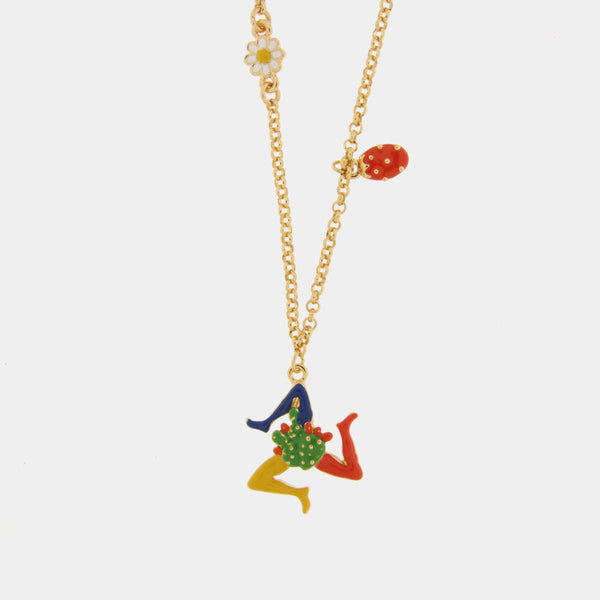 Collana in Metallo con trinacria e cactus - BYSIMON gioielli