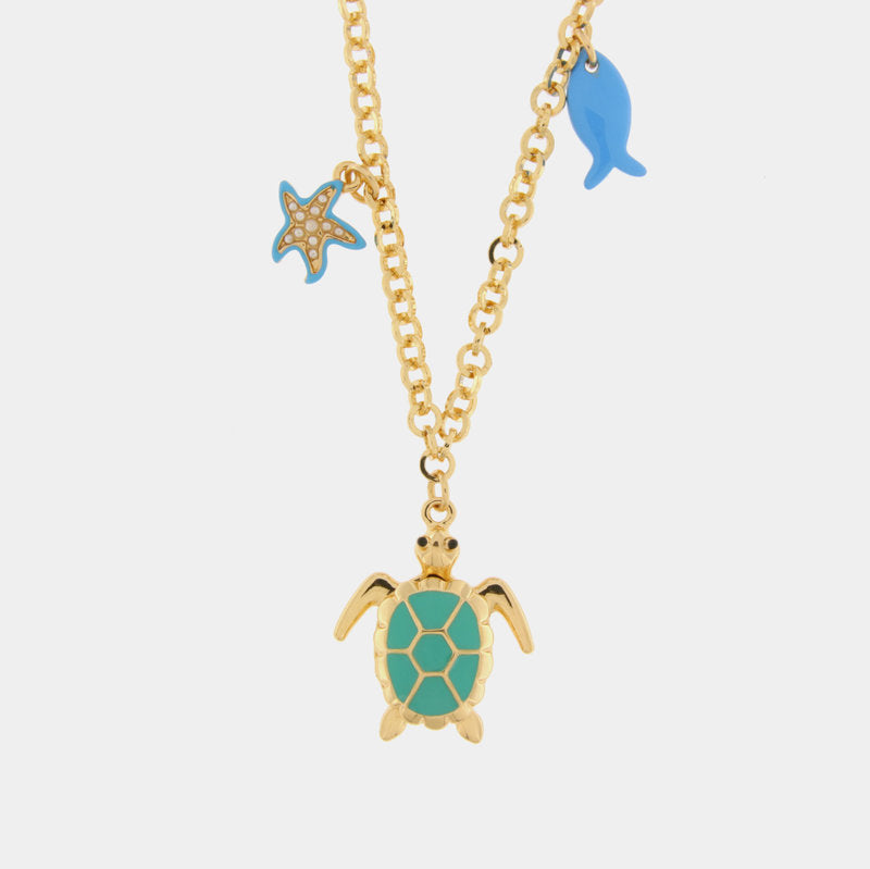 Collana in Metallo con tartaruga verde, pesce e stella marina SICILY - gioiello BySimon