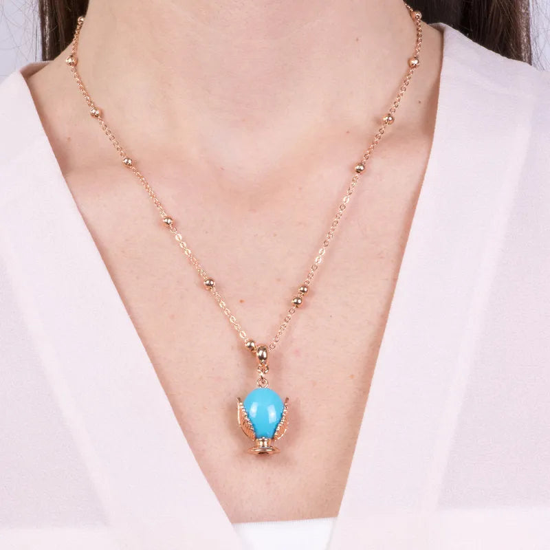 Collana in Metallo con pumo turchese - BYSIMON gioielli