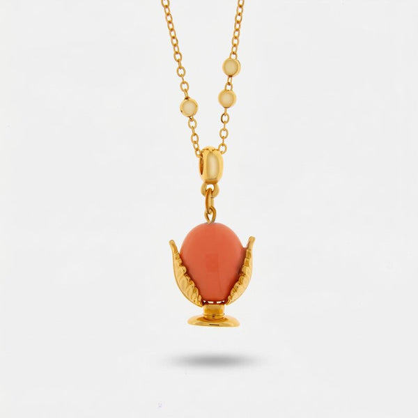 Collana in Metallo con pumo rosa - BYSIMON gioielli