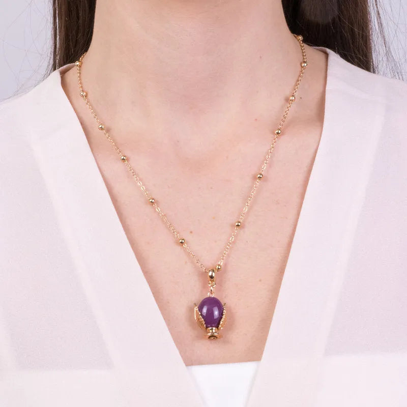 Collana in Metallo con pumo viola - BYSIMON gioielli