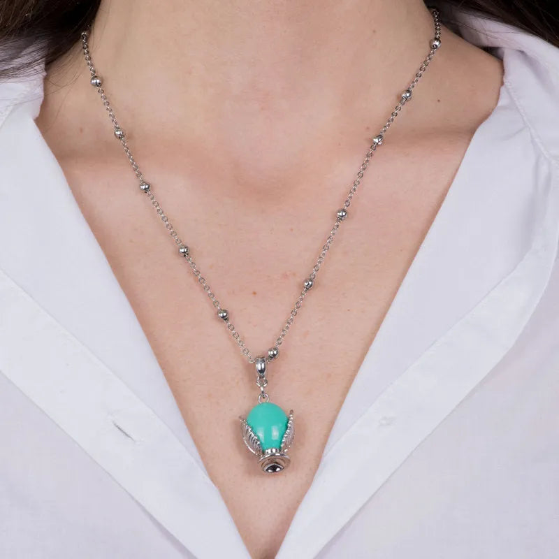Collana in Metallo con pumo verde acqua - BYSIMON gioielli