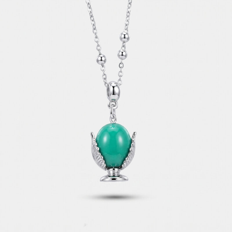 Collana in Metallo con pumo verde acqua - BYSIMON gioielli