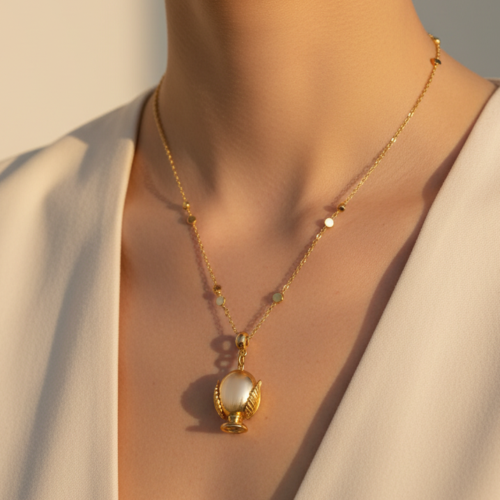 Collana in Metallo con pumo placcato oro
