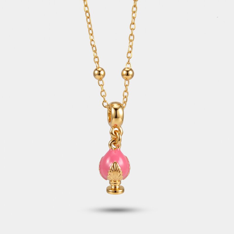 Collana in Metallo con pumo rosa - BYSIMON gioielli