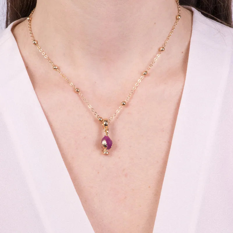 Collana in Metallo con pumo viola - BYSIMON gioielli