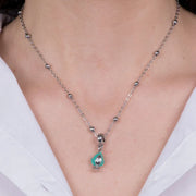 Collana in Metallo con pumo verde acqua