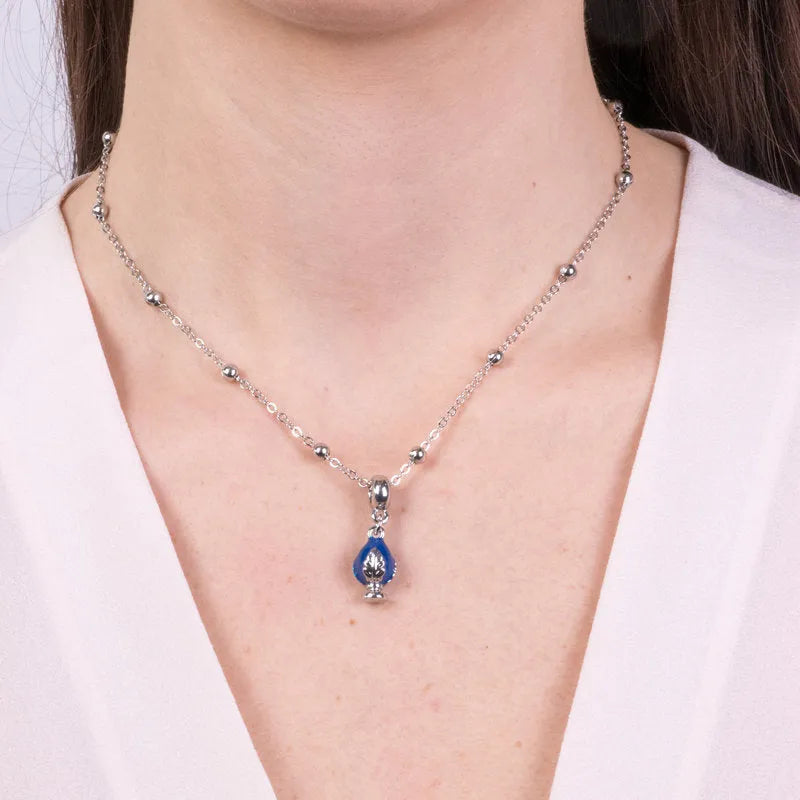Collana in Metallo con pumo blu - BYSIMON gioielli
