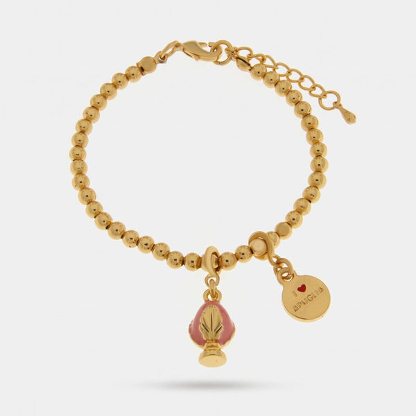 Bracciale in Metallo con pumo rosa - BYSIMON gioielli