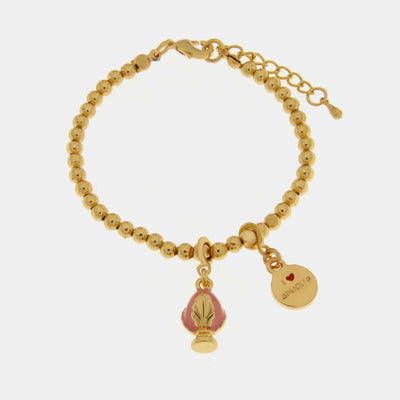 Bracciale in Metallo con pumo rosa - BYSIMON gioielli