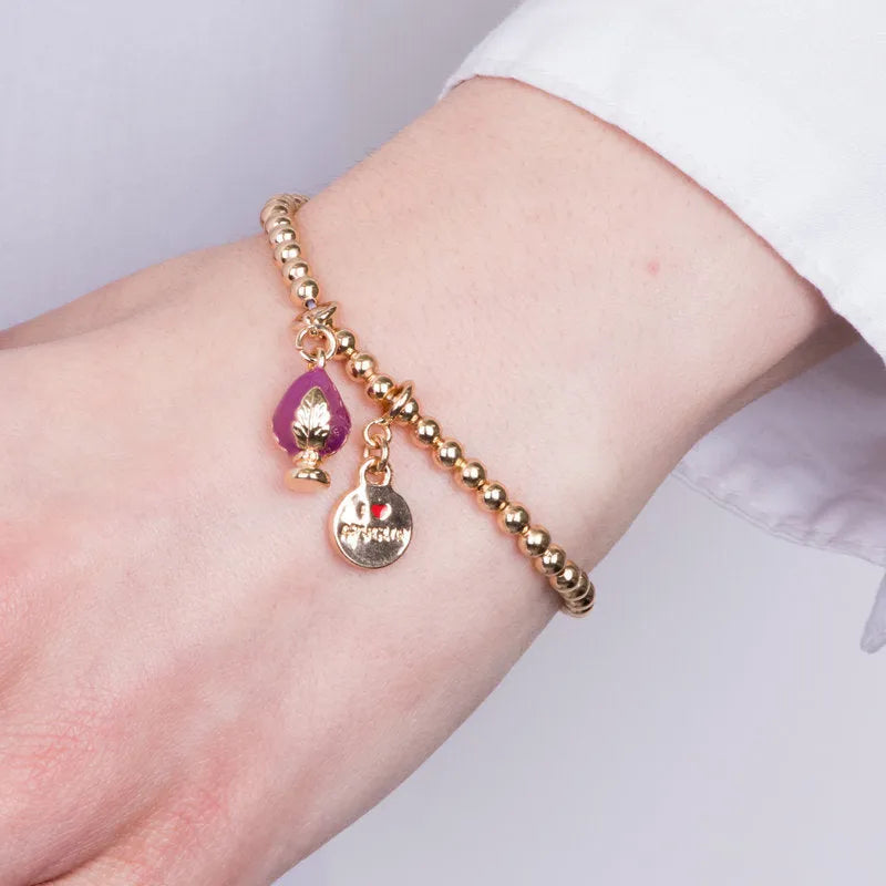 Bracciale in Metallo con pumo viola - BYSIMON gioielli