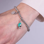 Bracciale in Metallo con pumo verde acqua - BYSIMON gioielli