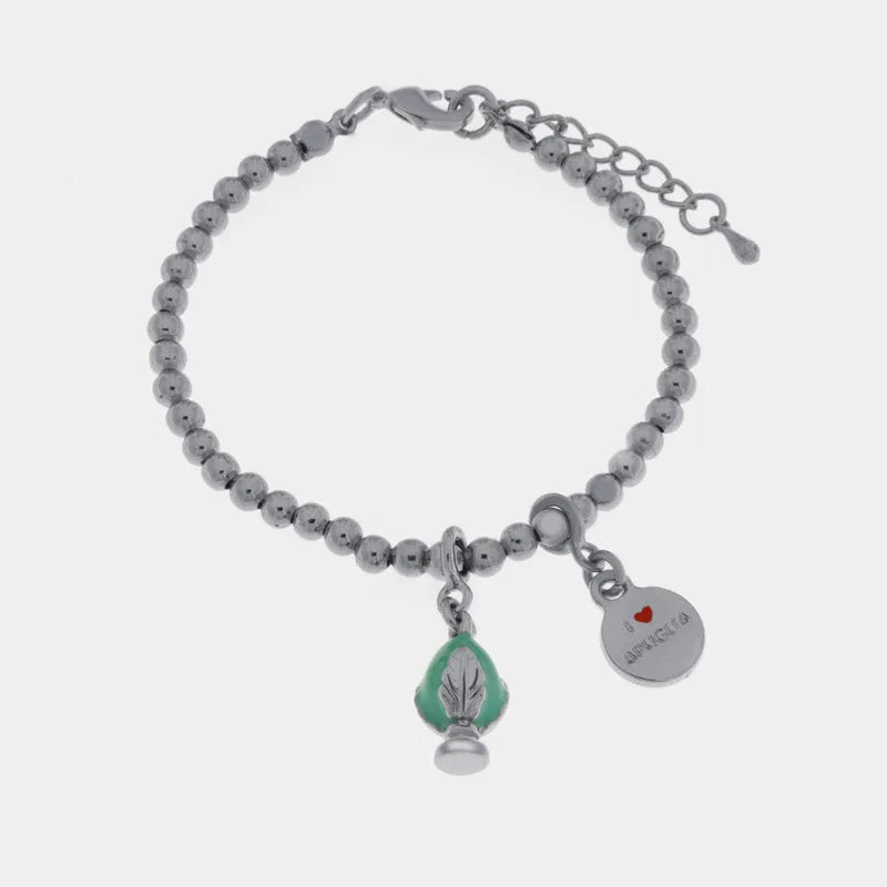 Bracciale in Metallo con pumo verde acqua - BYSIMON gioielli
