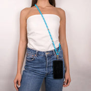 Catena per Cellulare  con perle azzurre  sintetiche