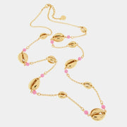 Collana in Metallo con conchiglie e perline rosa