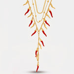 Collana in Metallo pendenti cornetti rossi - BYSIMON gioielli