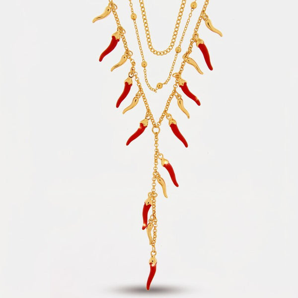 Collana in Metallo pendenti cornetti rossi - BYSIMON gioielli