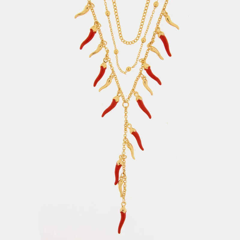 Collana in Metallo pendenti cornetti rossi AMONAPOLI - gioiello BySimon