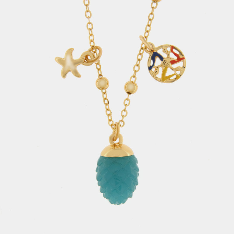 Collana in Metallo con pigna turchese portafortuna e trinacria SICILY - gioiello BySimon