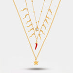 Collana in Metallo pendenti  cornetti rossi e stella - BYSIMON gioielli